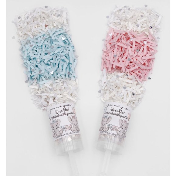 SET OF 5 Elephant Gender Reveal Confetti Push Pops - Picture 6 of 7